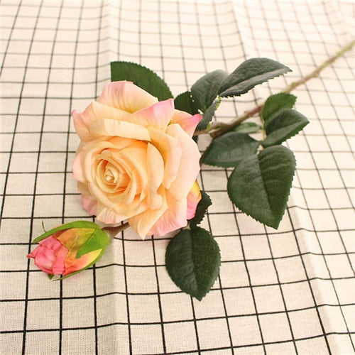 YO CHO DIY 15 Flower Heads Real Touch Flower Artificial Rose Flower Wedding Decoration Accessories Home Decor Flower for Wedding